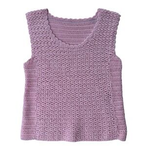 Handmade Crochet Sweater Vest Lavender Pink Shell Stitch Cottagecore Coquette